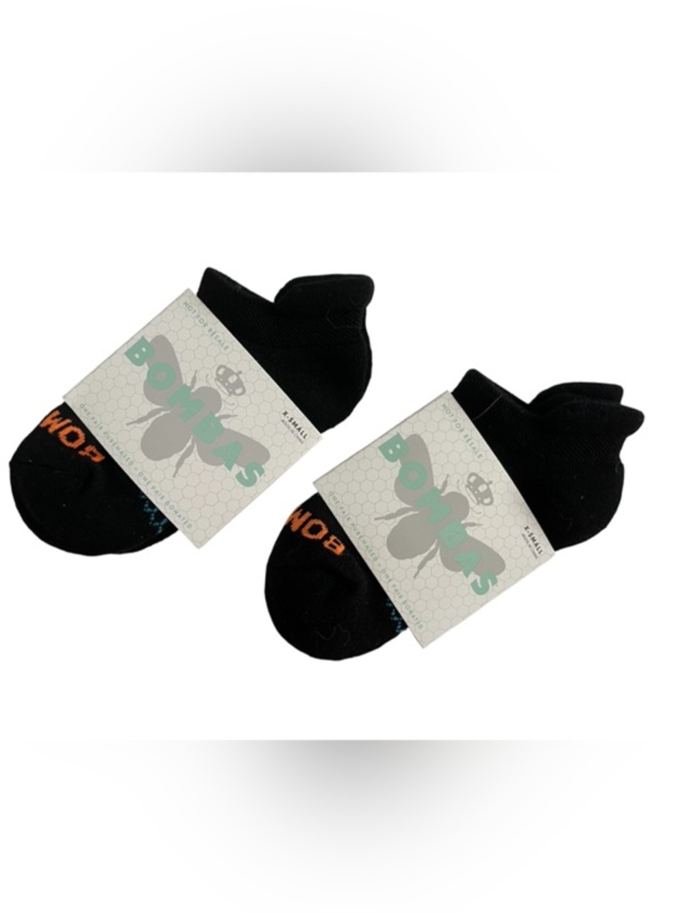 Bombas Black No-Show Socks with Orange Accent